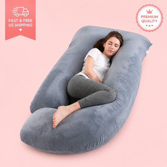 Full Body Pregnancy Pillow – J-Shaped Maternity Support Pillow for Back, Hips & Sleep Relief